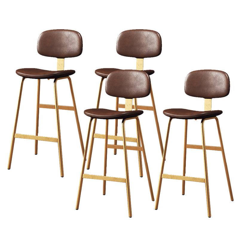 Leather Bar Stool Glam Armless Backrest Counter Stool for Bristol