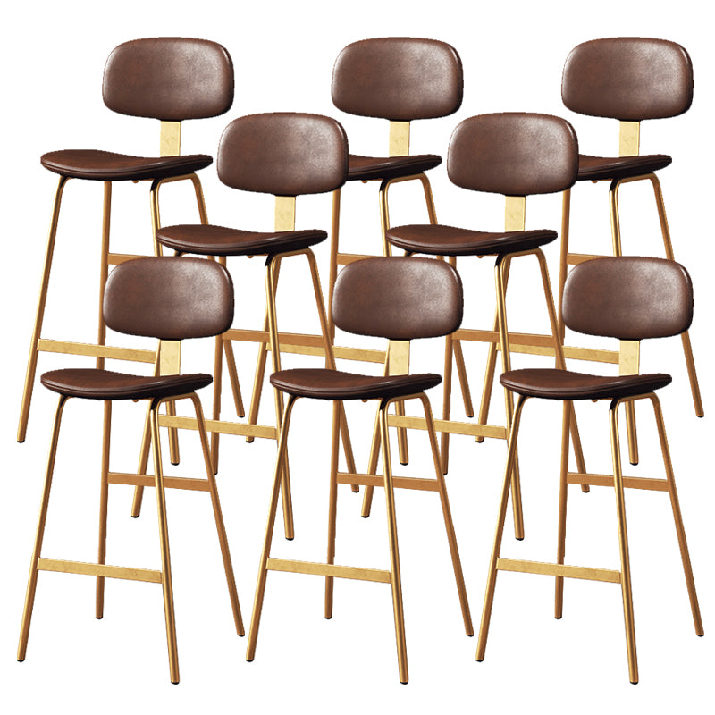 Leather Bar Stool Glam Armless Backrest Counter Stool for Bristol