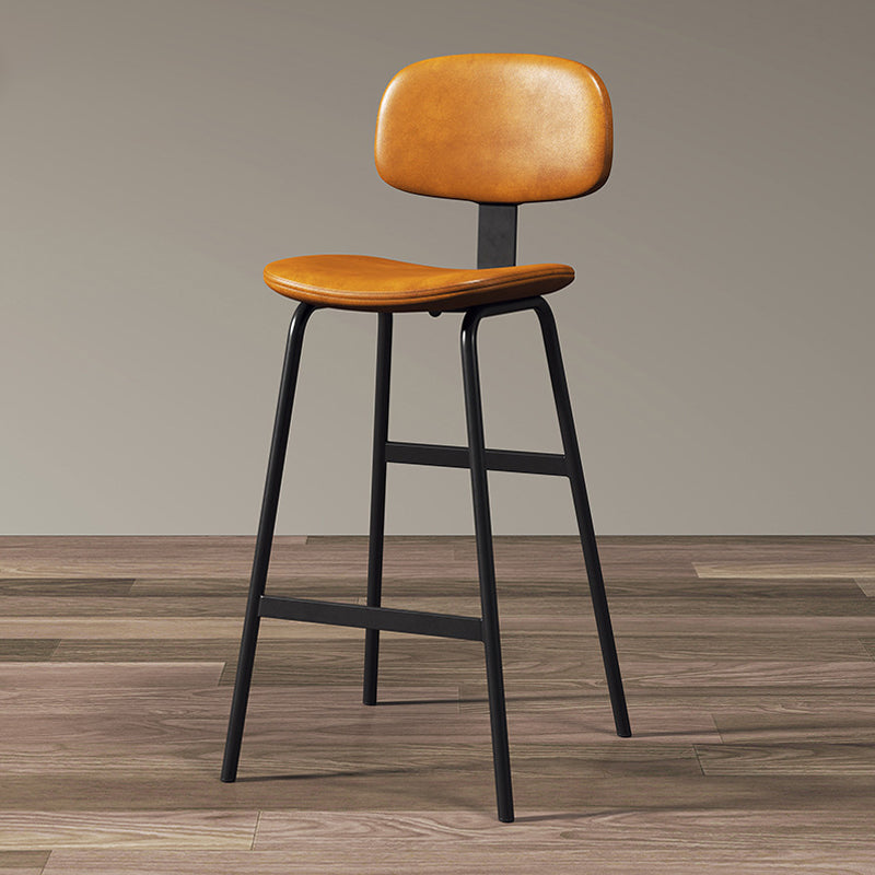 Leather Bar Stool Glam Armless Backrest Counter Stool for Bristol