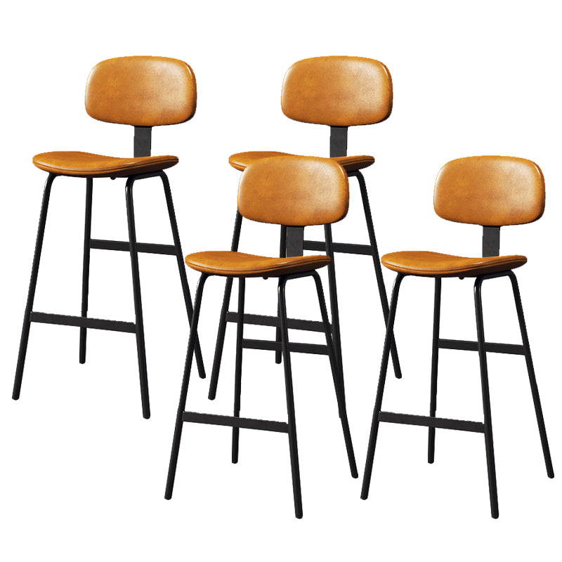 Leather Bar Stool Glam Armless Backrest Counter Stool for Bristol
