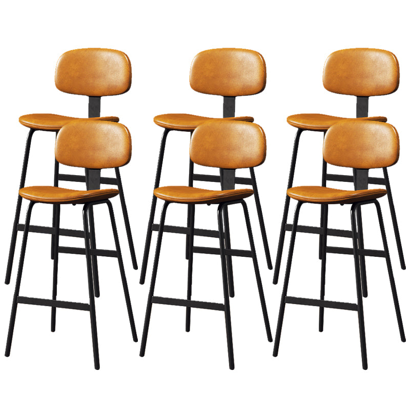 Leather Bar Stool Glam Armless Backrest Counter Stool for Bristol