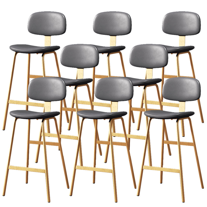 Leather Bar Stool Glam Armless Backrest Counter Stool for Bristol