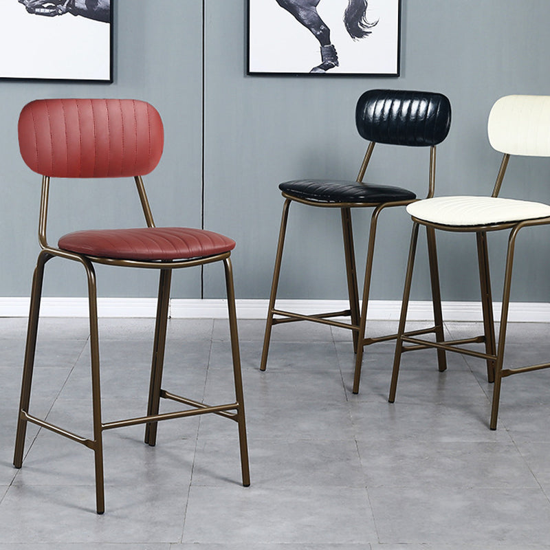 Modern Leather Bar Stool Backrest Counter Stool for Living Room