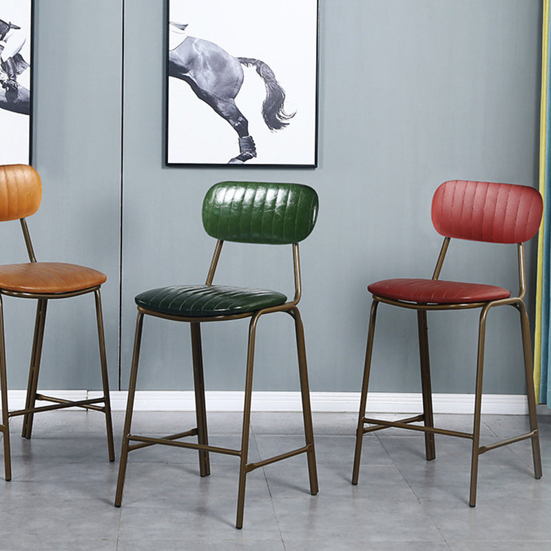 Modern Leather Bar Stool Backrest Counter Stool for Living Room