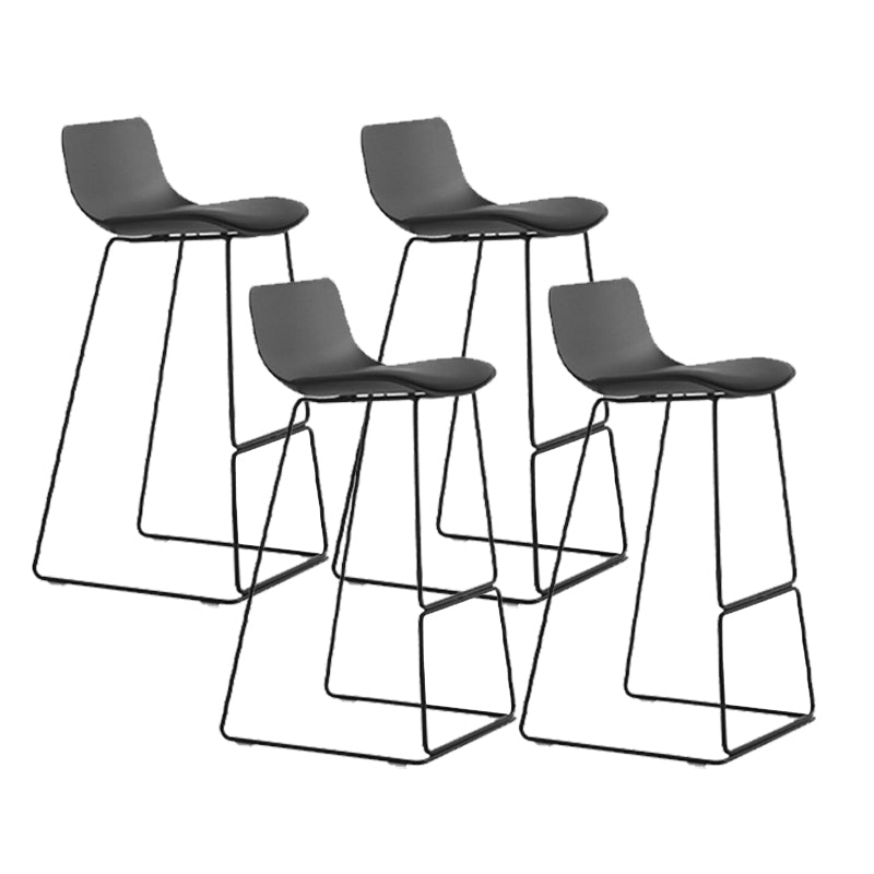 Industrial Indoor Armless Stool Plastic Bar Stool with Upholstered