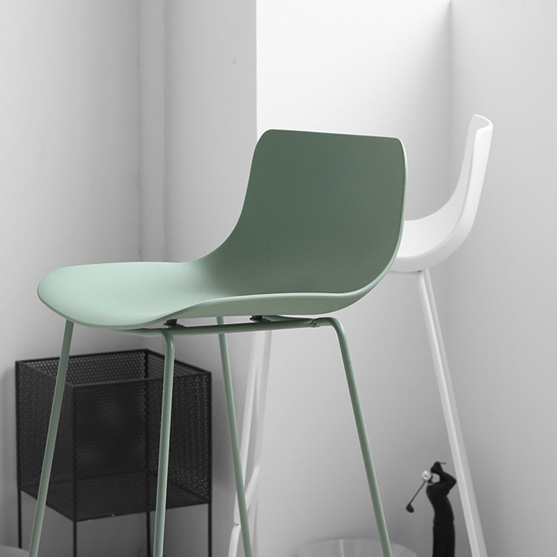 Industrial Indoor Armless Stool Plastic Bar Stool with Upholstered