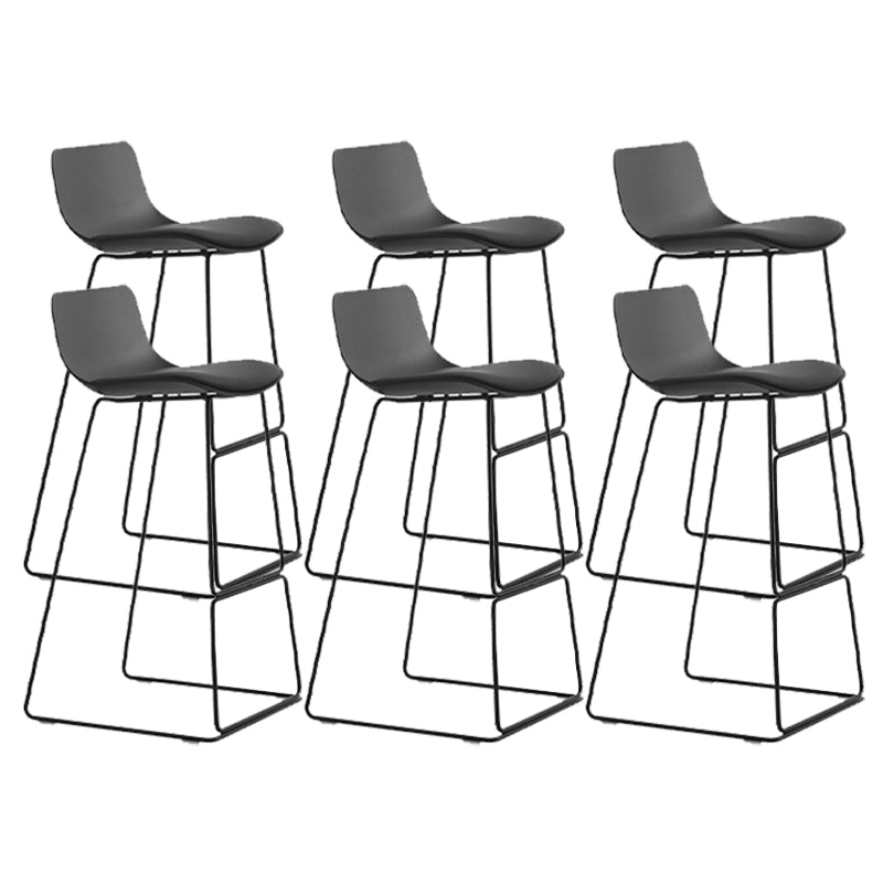 Industrial Indoor Armless Stool Plastic Bar Stool with Upholstered