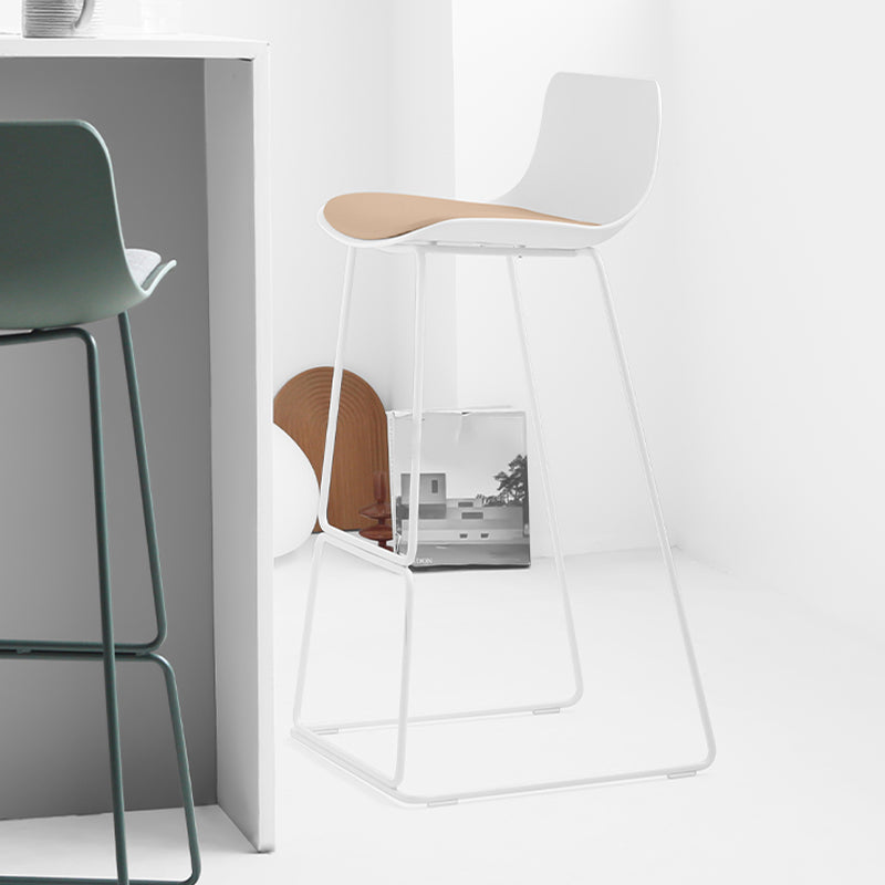 Industrial Indoor Armless Stool Plastic Bar Stool with Upholstered