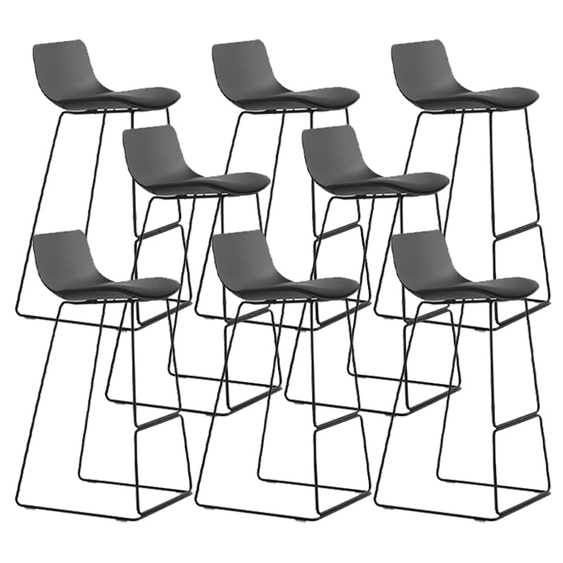 Industrial Indoor Armless Stool Plastic Bar Stool with Upholstered