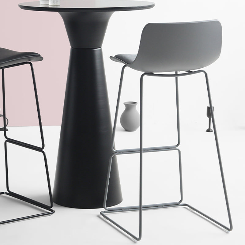 Industrial Indoor Armless Stool Plastic Bar Stool with Upholstered
