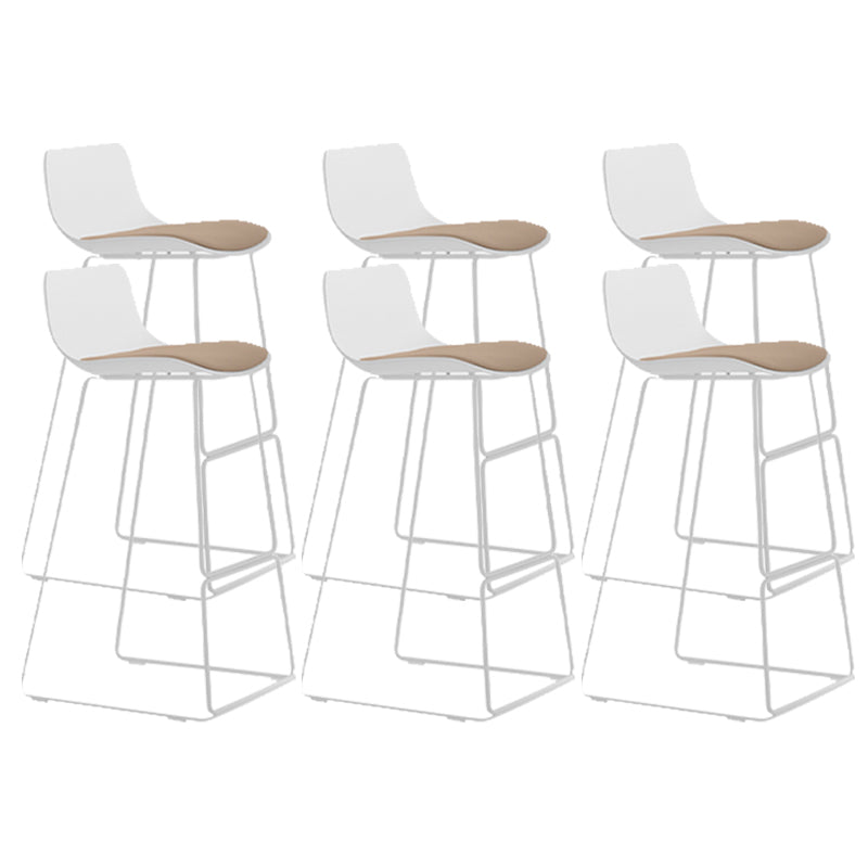 Industrial Indoor Armless Stool Plastic Bar Stool with Upholstered