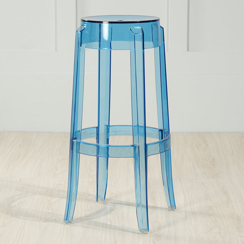 Industrial Backless Round Seat Acrylic Armless Bar Stool for Living Room