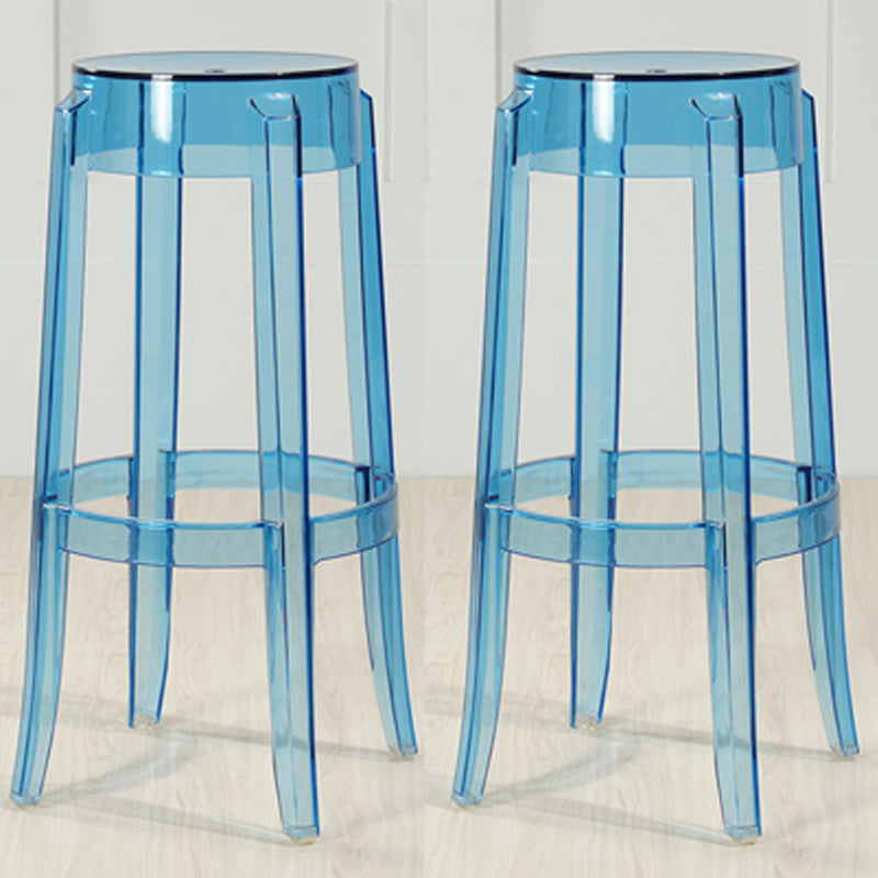 Industrial Backless Round Seat Acrylic Armless Bar Stool for Living Room
