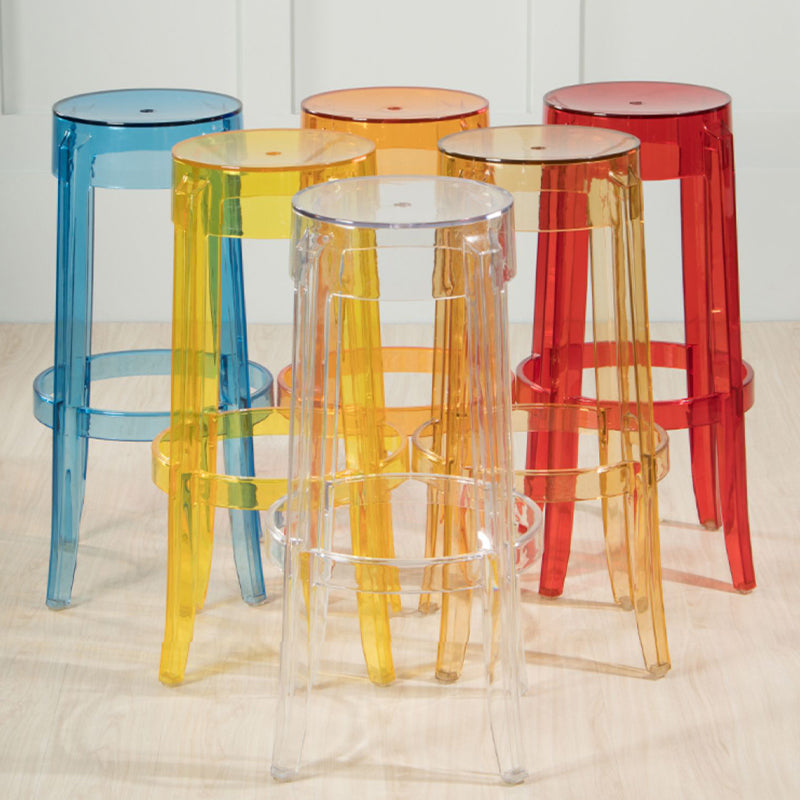 Industrial Backless Round Seat Acrylic Armless Bar Stool for Living Room