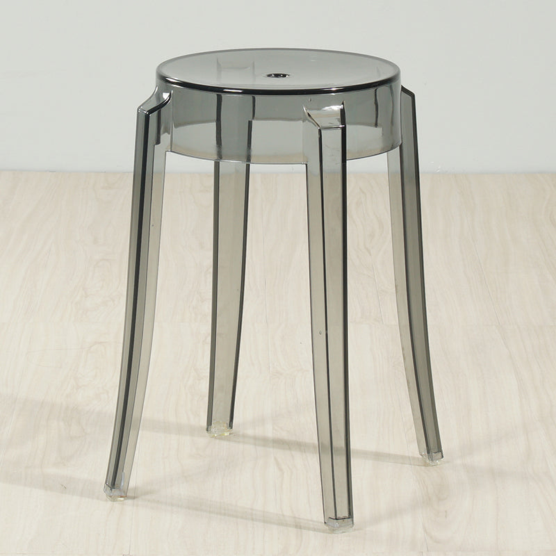 Industrial Backless Round Seat Acrylic Armless Bar Stool for Living Room
