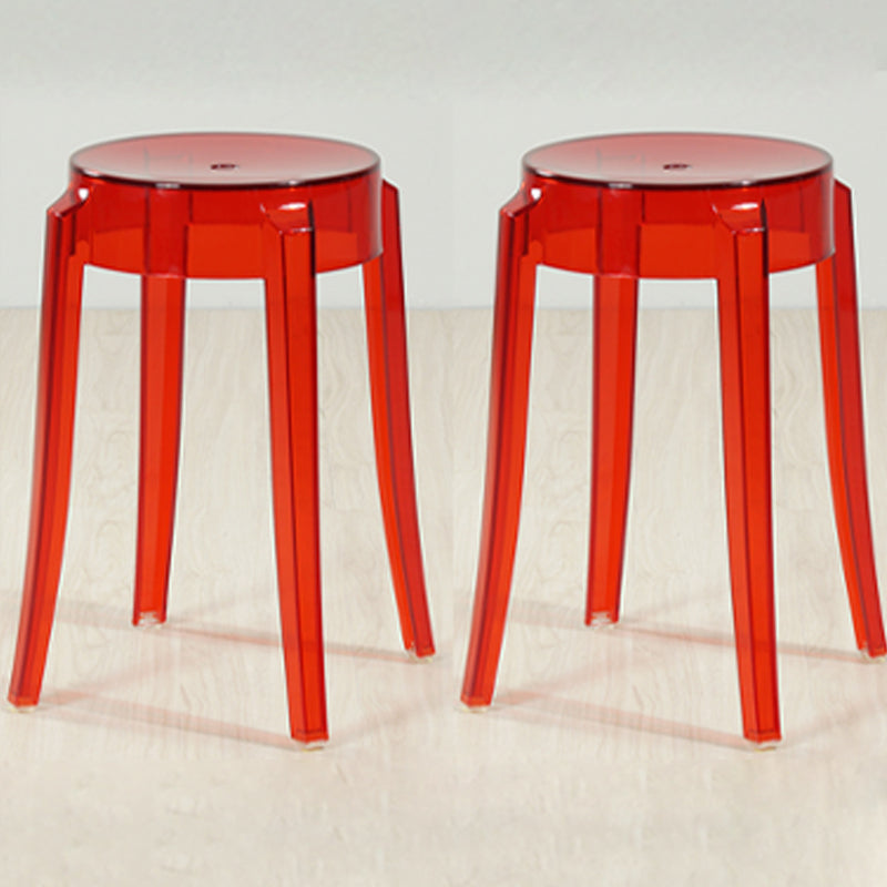 Industrial Backless Round Seat Acrylic Armless Bar Stool for Living Room