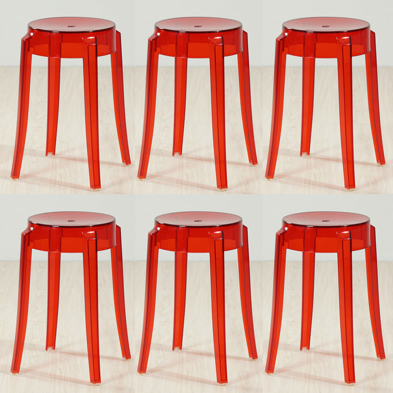 Industrial Backless Round Seat Acrylic Armless Bar Stool for Living Room