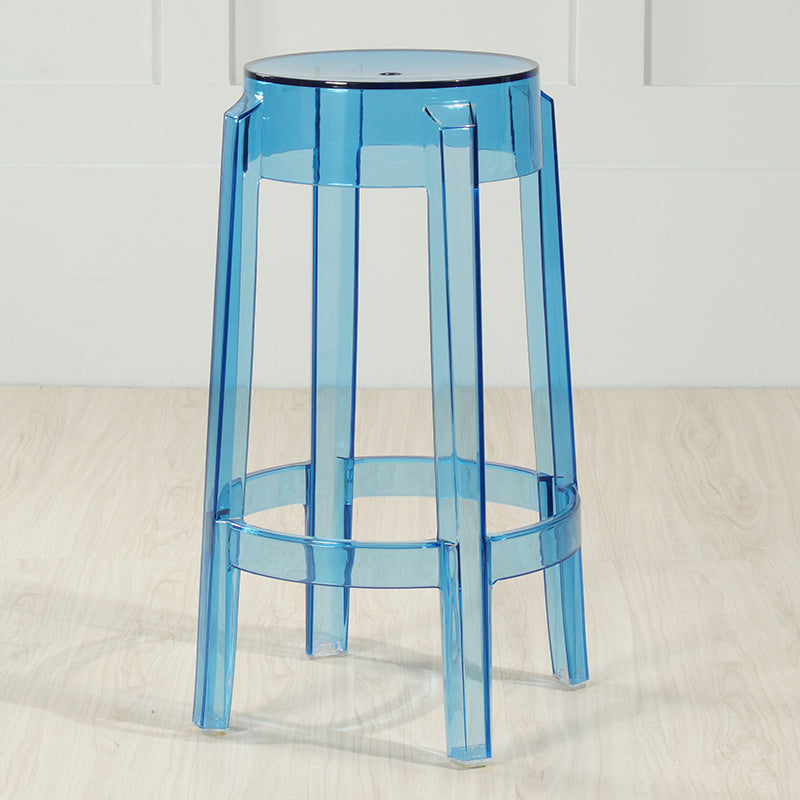 Industrial Backless Round Seat Acrylic Armless Bar Stool for Living Room