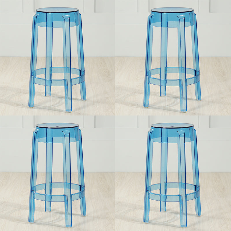 Industrial Backless Round Seat Acrylic Armless Bar Stool for Living Room