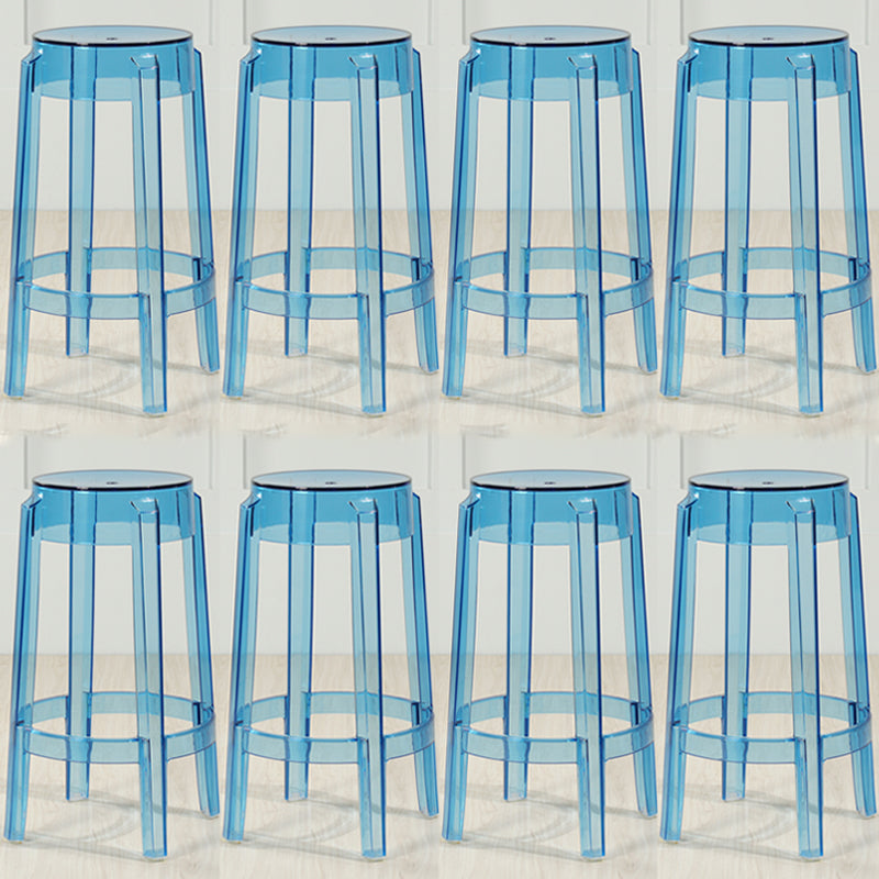 Industrial Backless Round Seat Acrylic Armless Bar Stool for Living Room