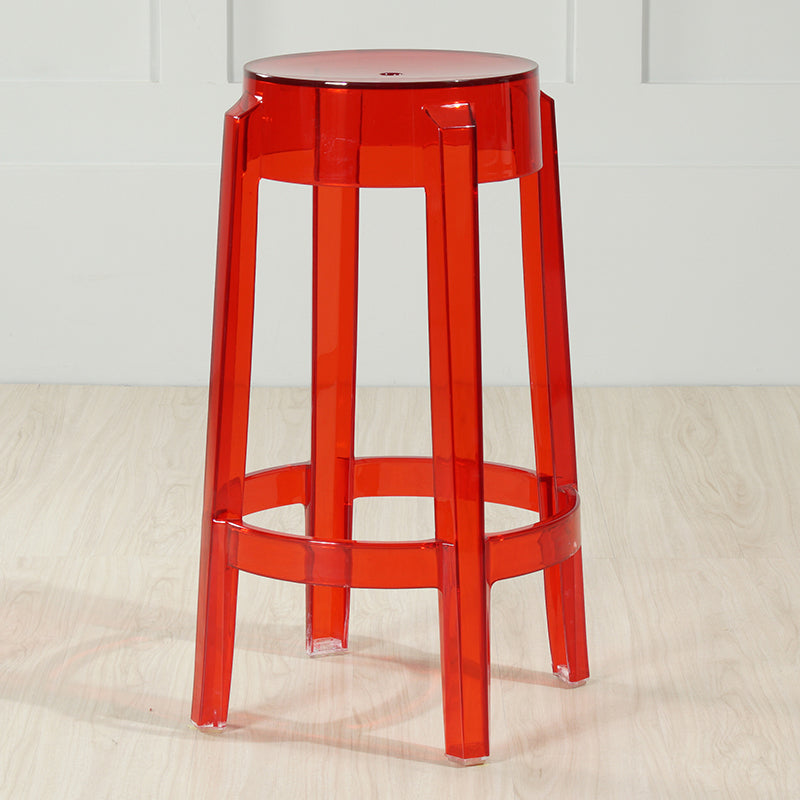 Industrial Backless Round Seat Acrylic Armless Bar Stool for Living Room