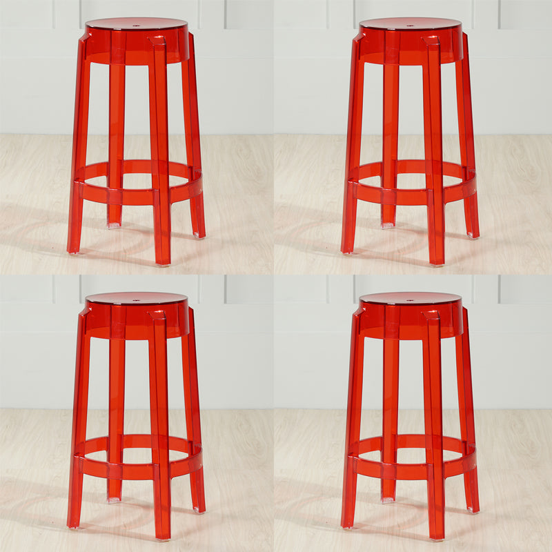 Industrial Backless Round Seat Acrylic Armless Bar Stool for Living Room