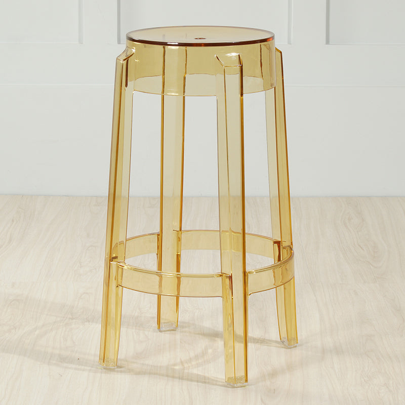 Industrial Backless Round Seat Acrylic Armless Bar Stool for Living Room
