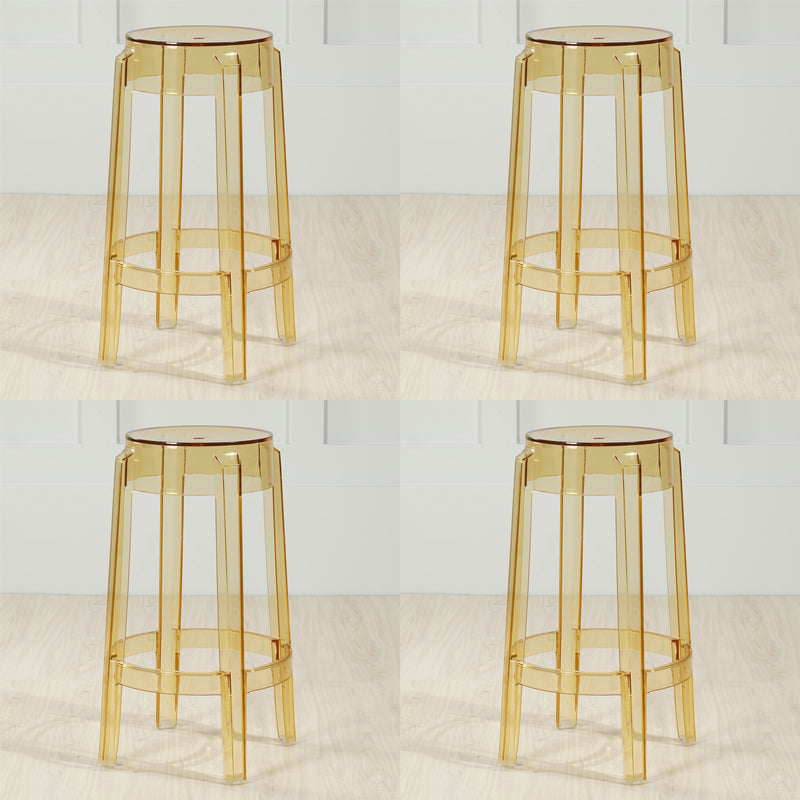 Industrial Backless Round Seat Acrylic Armless Bar Stool for Living Room