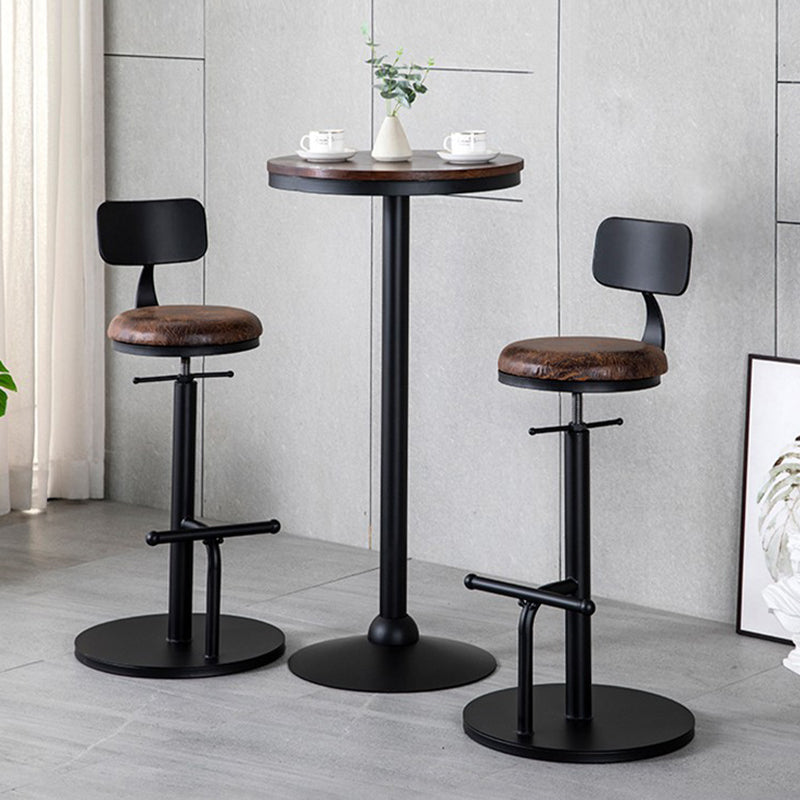 Metal Adjustable Height Bar Stool Industrial Armless Bar Stool with Footrest