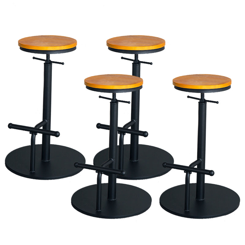 Metal Adjustable Height Bar Stool Industrial Armless Bar Stool with Footrest