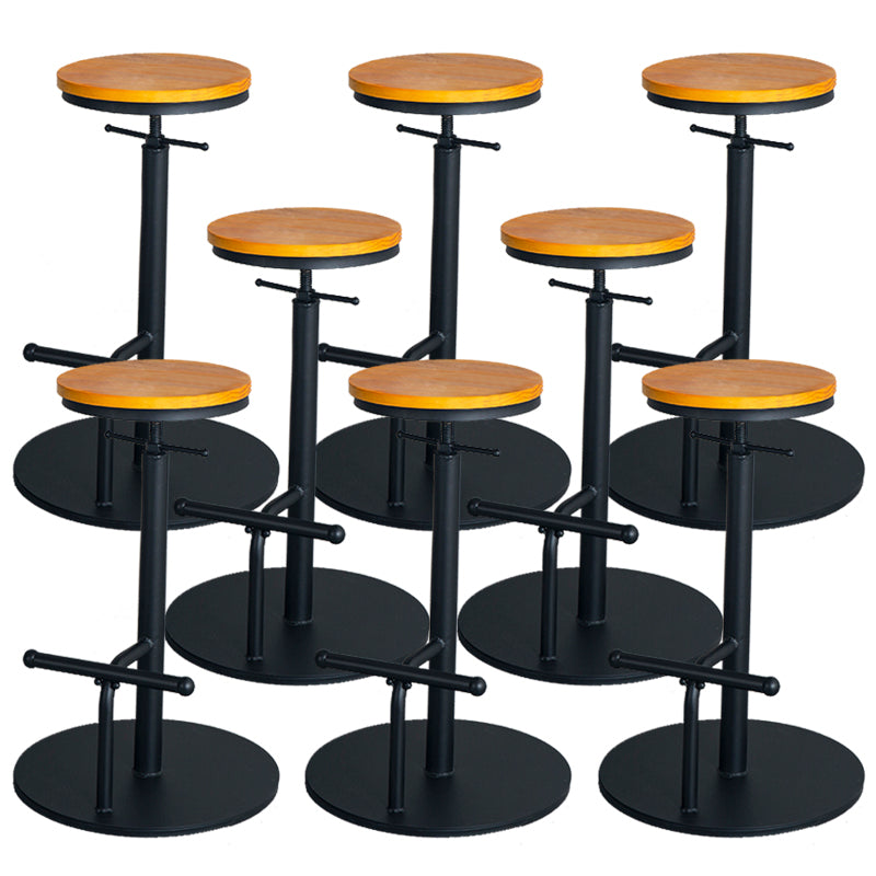 Metal Adjustable Height Bar Stool Industrial Armless Bar Stool with Footrest