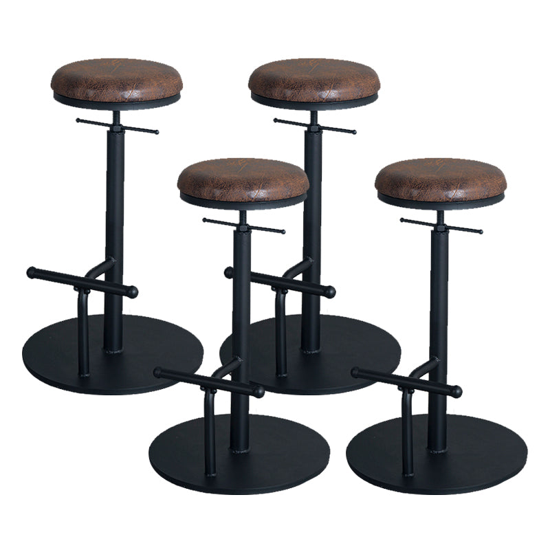Metal Adjustable Height Bar Stool Industrial Armless Bar Stool with Footrest