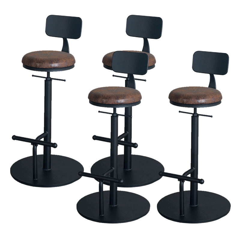 Metal Adjustable Height Bar Stool Industrial Armless Bar Stool with Footrest