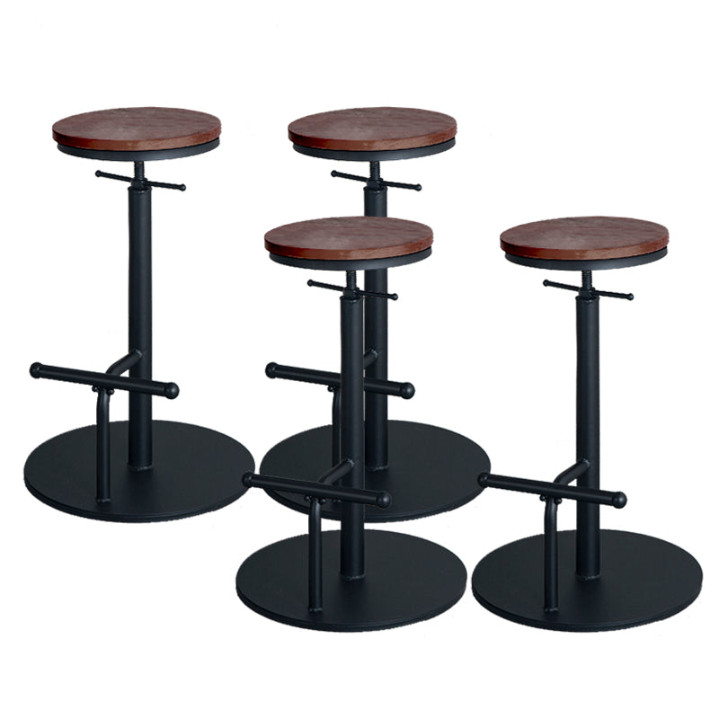 Metal Adjustable Height Bar Stool Industrial Armless Bar Stool with Footrest