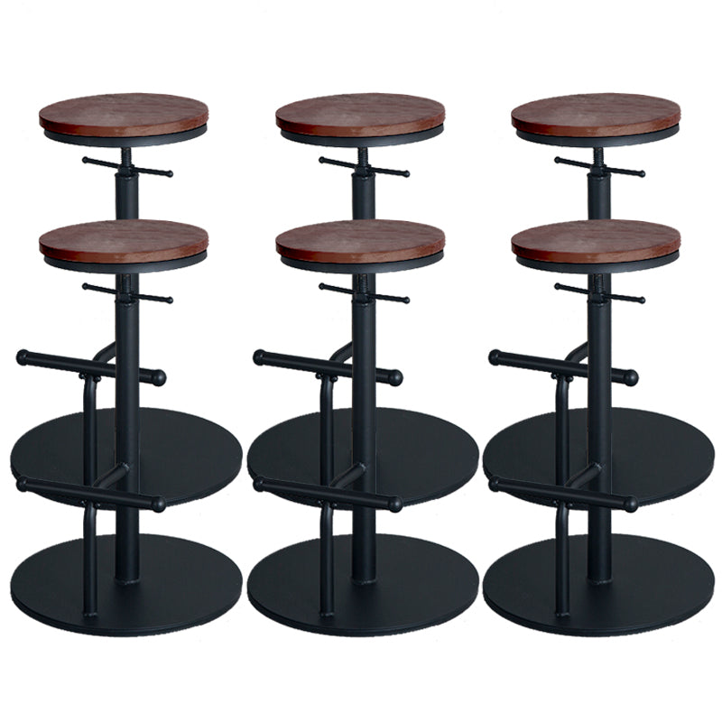 Metal Adjustable Height Bar Stool Industrial Armless Bar Stool with Footrest