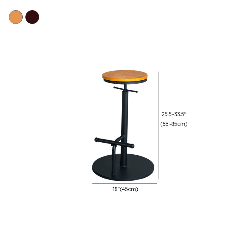 Metal Adjustable Height Bar Stool Industrial Armless Bar Stool with Footrest