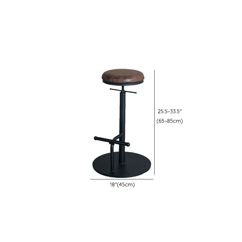 Metal Adjustable Height Bar Stool Industrial Armless Bar Stool with Footrest