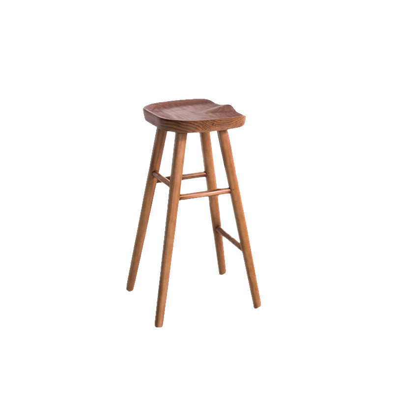 Industrial Armless Bar Stools Solid Wood Dining Stool with Footrest