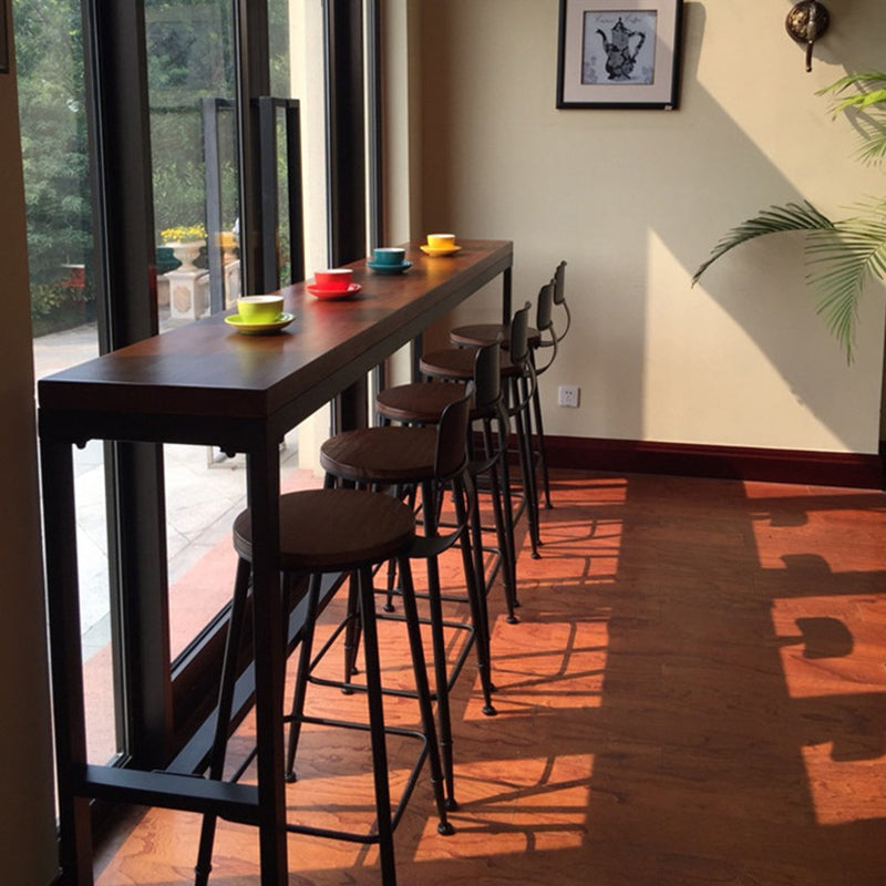 Wood Top Table Industrial Style Bistro Pub Table for Dining Room