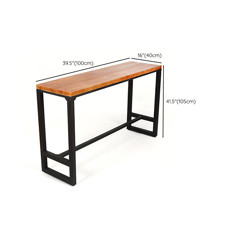 Wood Top Table Industrial Style Bistro Pub Table for Dining Room
