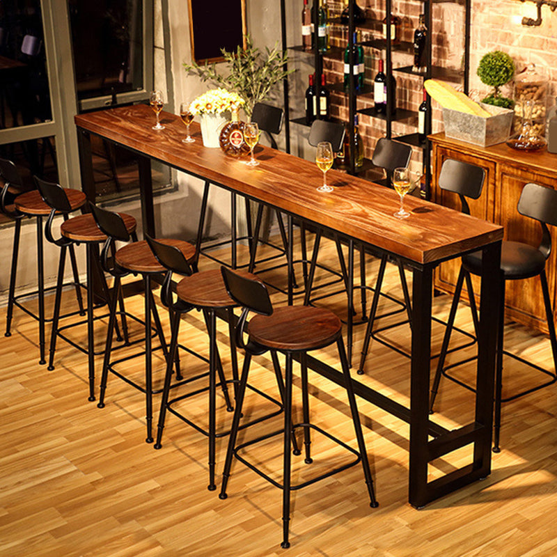 Black Rectangular Bar-height Table Solid Wood Top Bistro Pub Table