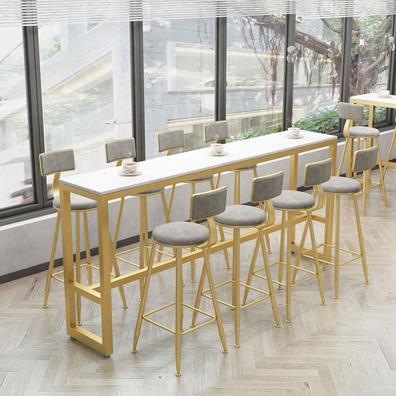 Modern Bar-height Table FauxMarble Top Bistro Bar Table with Metal Base