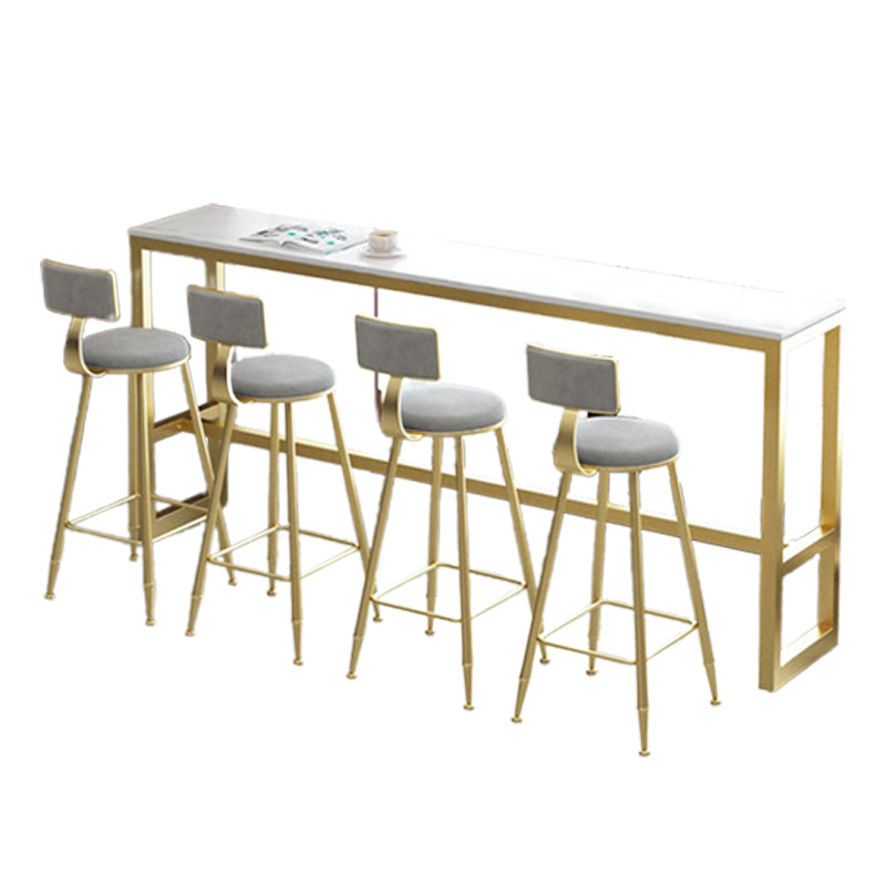 Modern Bar-height Table FauxMarble Top Bistro Bar Table with Metal Base