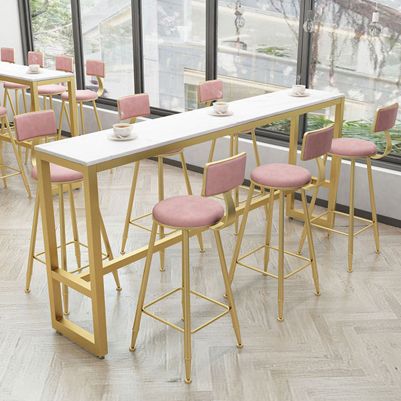 Modern Bar-height Table FauxMarble Top Bistro Bar Table with Metal Base