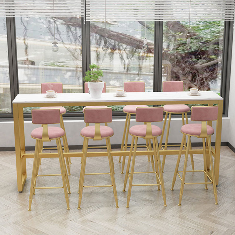 Modern Bar-height Table FauxMarble Top Bistro Bar Table with Metal Base