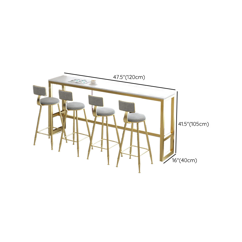 Modern Bar-height Table FauxMarble Top Bistro Bar Table with Metal Base