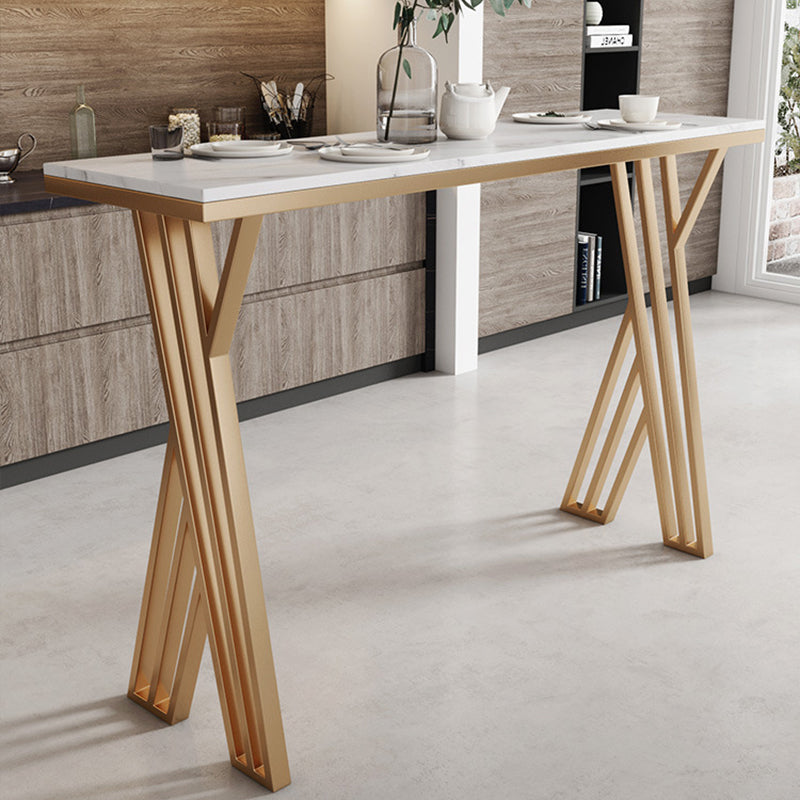 Glam Bar-height Table Faux Marble Top Bistro Pub Table with Gold Base
