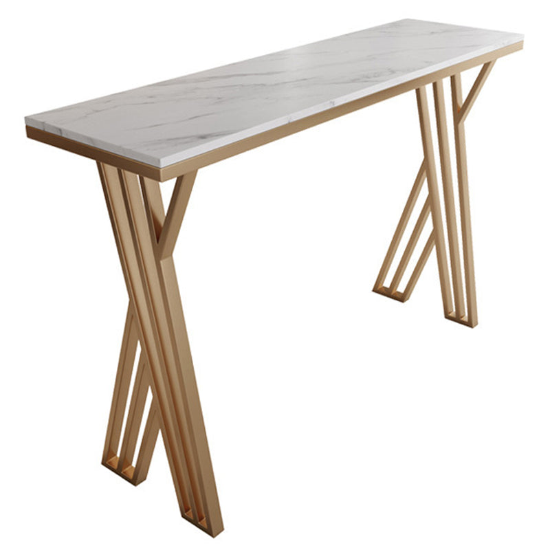 Glam Bar-height Table Faux Marble Top Bistro Pub Table with Gold Base