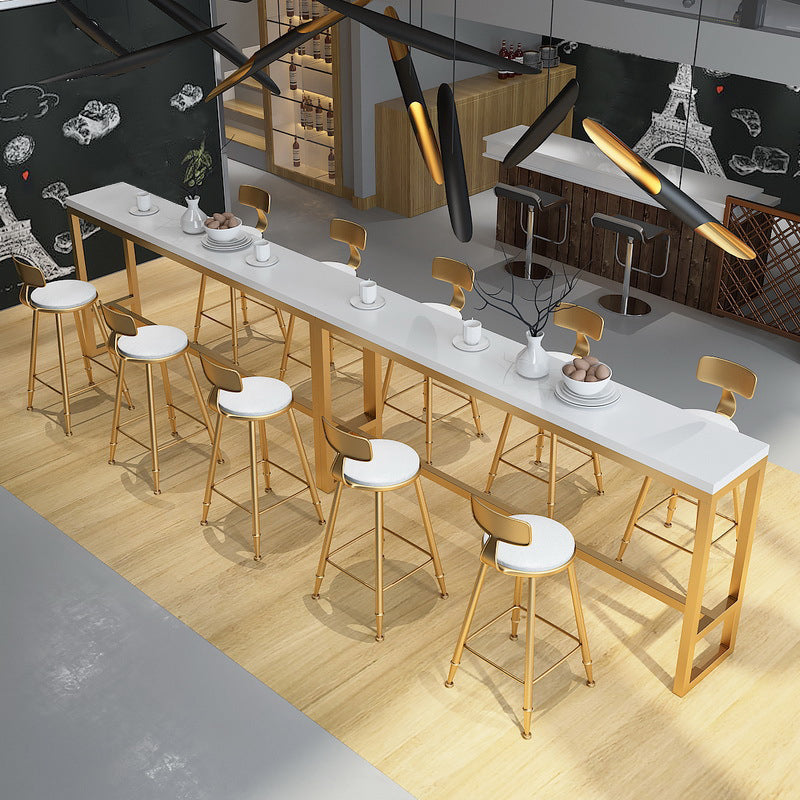 Glam Bar Height Table Solid Wood Top Bistro Pub Table with Gold Base