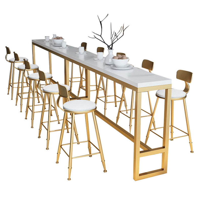 Glam Bar Height Table Solid Wood Top Bistro Pub Table with Gold Base